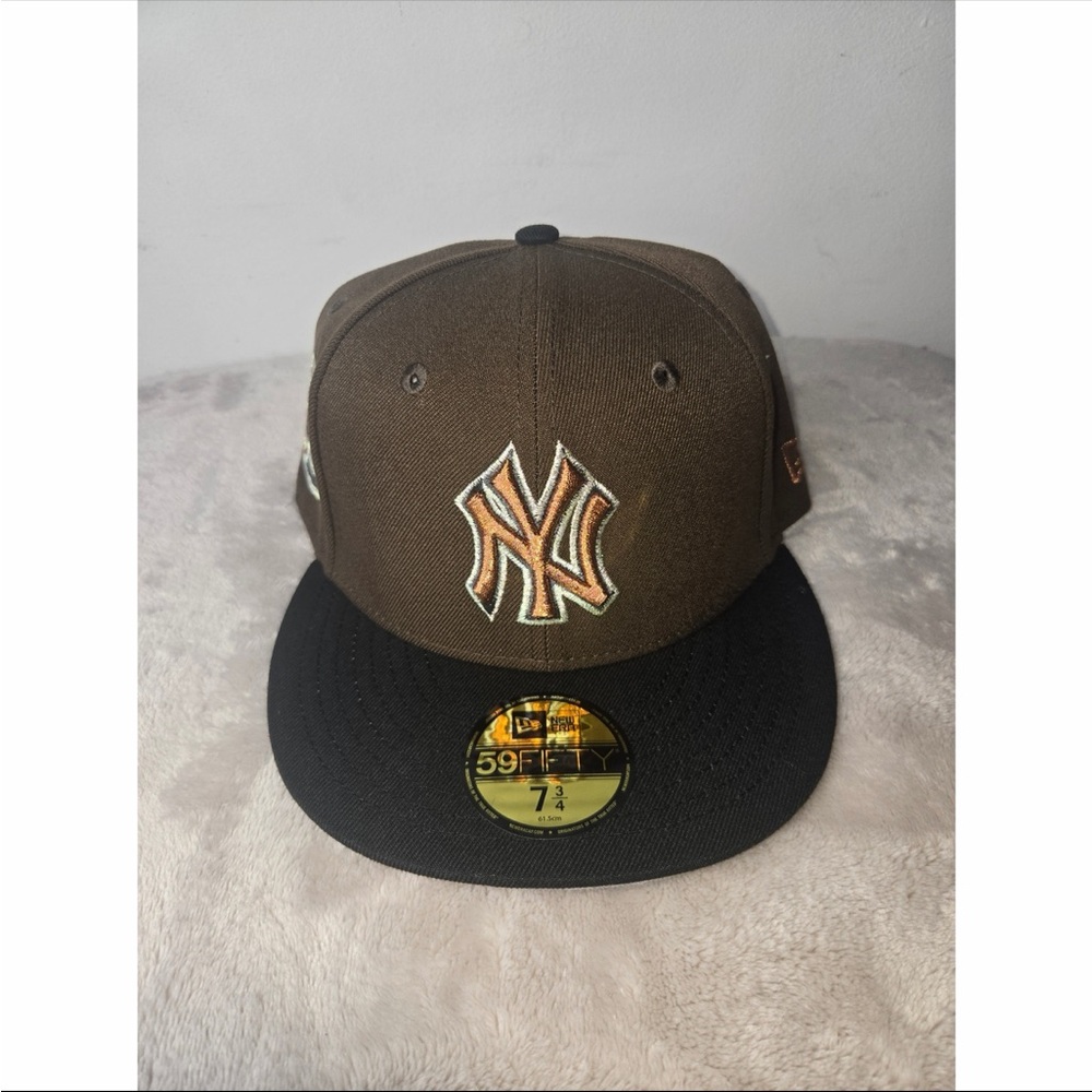 New Era NY Yankees 1961 World Series Patch Hat Brown Black Fitted 7 3/4